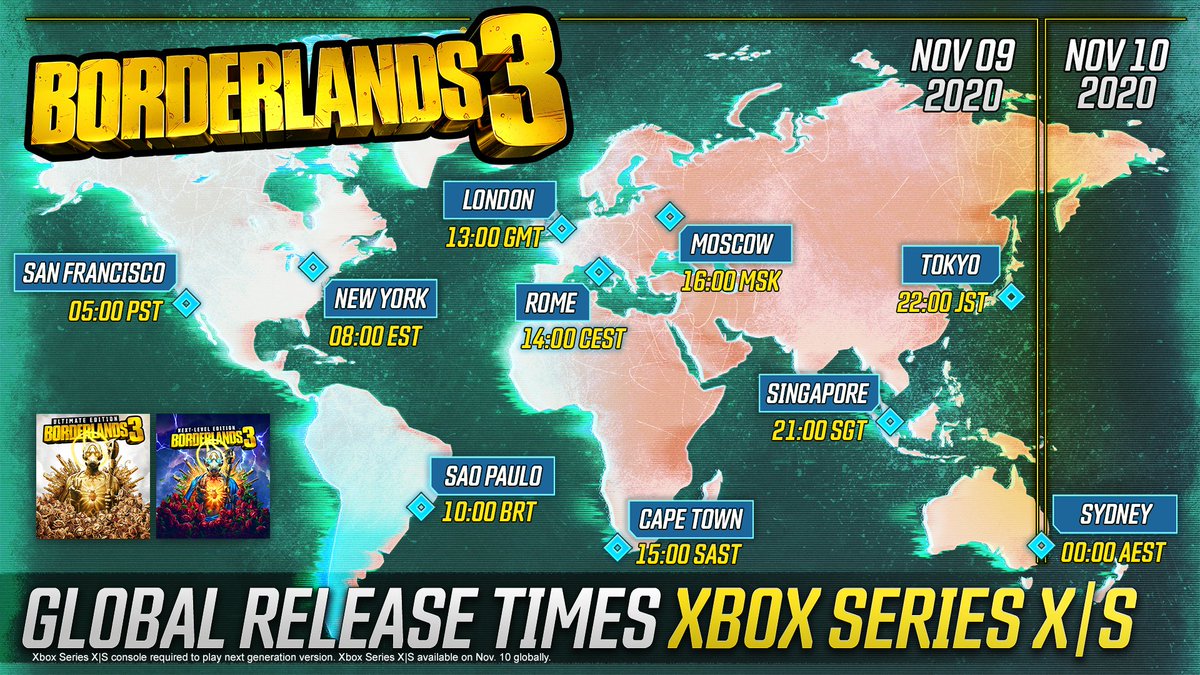 2K_UK's tweet photo. Get ready for some next-level mayhem! Here’s when #Borderlands3 releases on #XboxSeriesX | S and #PS5.

PLUS, we’re releasing Designer’s Cut November 9 at 1pm GMT so you can get in on the action even sooner! 🙌 https://t.co/CmUApoQDda