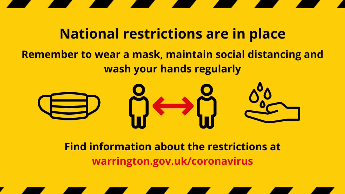 WarringtonBC's tweet photo. We all have a part to play in reducing the spread of coronavirus. 

Follow the rules and remember the basics – wash your hands frequently, wear a face covering, and maintain social distancing when you have to leave home for essential purposes: https://t.co/GK5HPRMpqo https://t.co/2DMz1jmak9