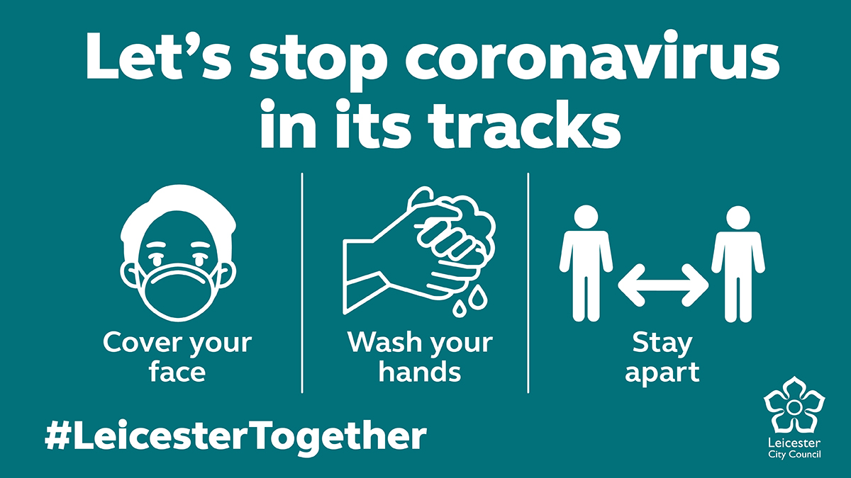 Leicester_News's tweet photo. #Coronavirus cases in #Leicester are continuing to rise . It could be a mild illness for some – but for others it could be a death sentence.   

Let's stop this.   

Cover your face. Wash your hands. Stay apart.  

#LeicesterTogether https://t.co/OV3fc9SbaT