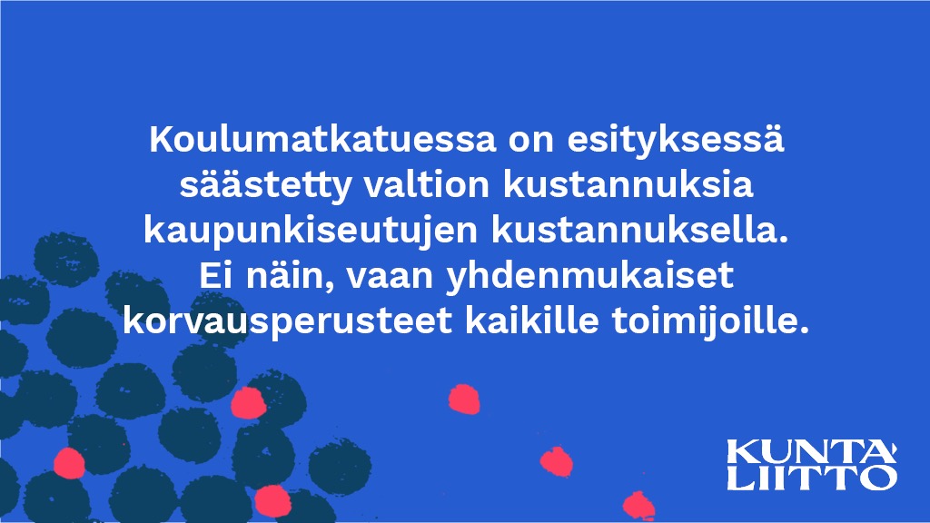 Kuntaliitto's tweet photo. #oppivelvollisuus 7/7
Koulumatkat: https://t.co/uaoWDawCkp