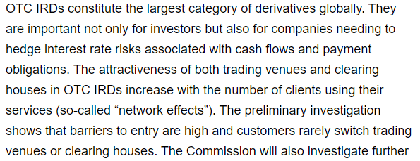 Per the story, Brussels also is worried about trading and clearing of interest rate swaps, about bringing together Tradeweb and LCH.