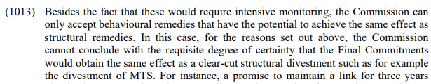 And generally speaking, the Commission folks said it wasn't a massive fan of promises of good behaviour