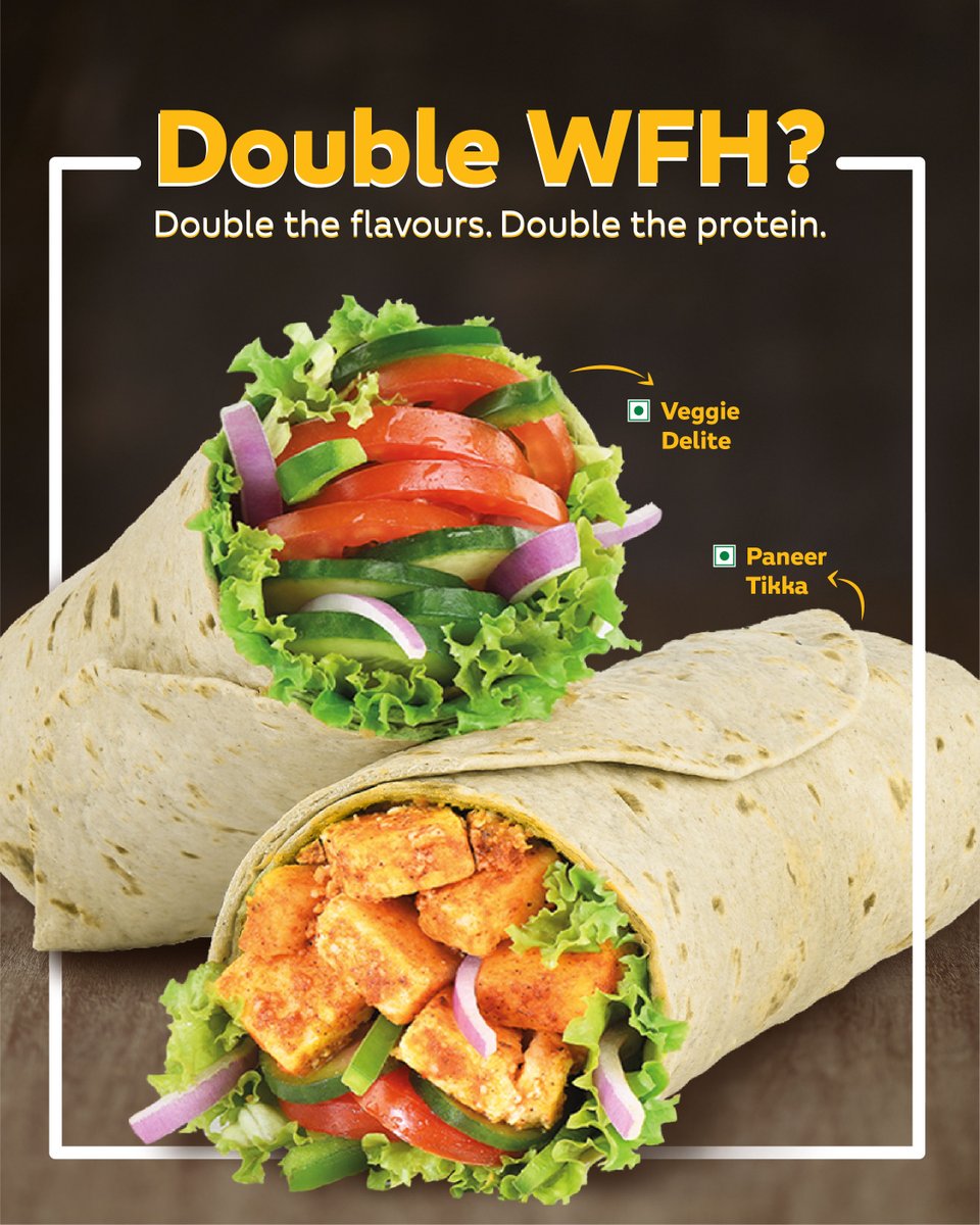 SubwayIndia's tweet photo. For the #Friday feels, it's never a wrap without #Subway #SignatureWraps. Order now on Zomato or Swiggy, and double up on flavours and protein. https://t.co/MT1UPhlnmX