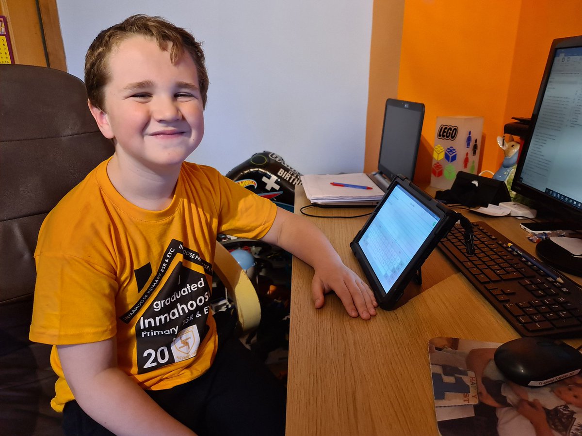 WeeSus12's tweet photo. Last day of Inmahoose Primary for Rhys (for this week.... another couple of days next week). He's worked hard while mum had to do her work as well. Proud of him and all the wee people back at Inmahoose Primary for a wee while. 💙💙 @BridgetPrimary https://t.co/x9gCaYumzR https://t.co/ZeK0zEDtnR