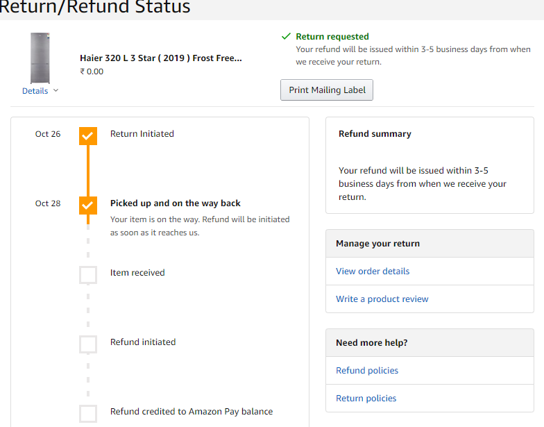 Aayush_headon's tweet photo. @AmazonHelp 

Need help with Order# 408-5331798-4230731. Delivered wrong in the beginning and replacement order was again damaged. It has been more than 7 days now since it was picked up ( on 28.10.2020) , still no refund is made from Amazon as of now. https://t.co/j5kR741FJE