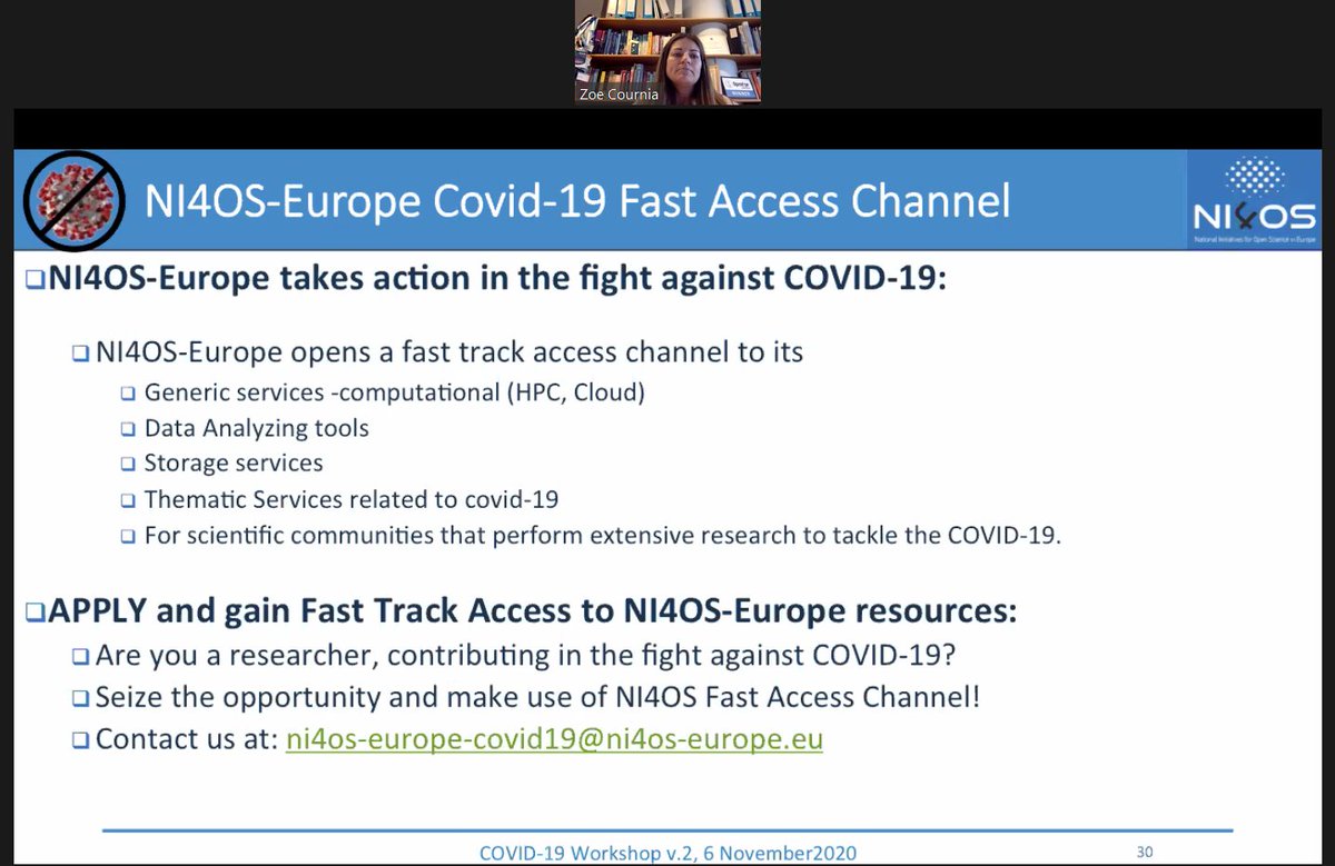 zoecournia's tweet photo. Thanks to @athenaRICinfo led by @elli_lib for inviting me to present our #COVID19 WG work with RDA @resdatall and the work of @NI4OS_eu #EOSC regional project and its fast track access to resources for #Covid19 @RDA_Europe #RDAGreece @EoscPortal
https://t.co/UI4YHjiCoS