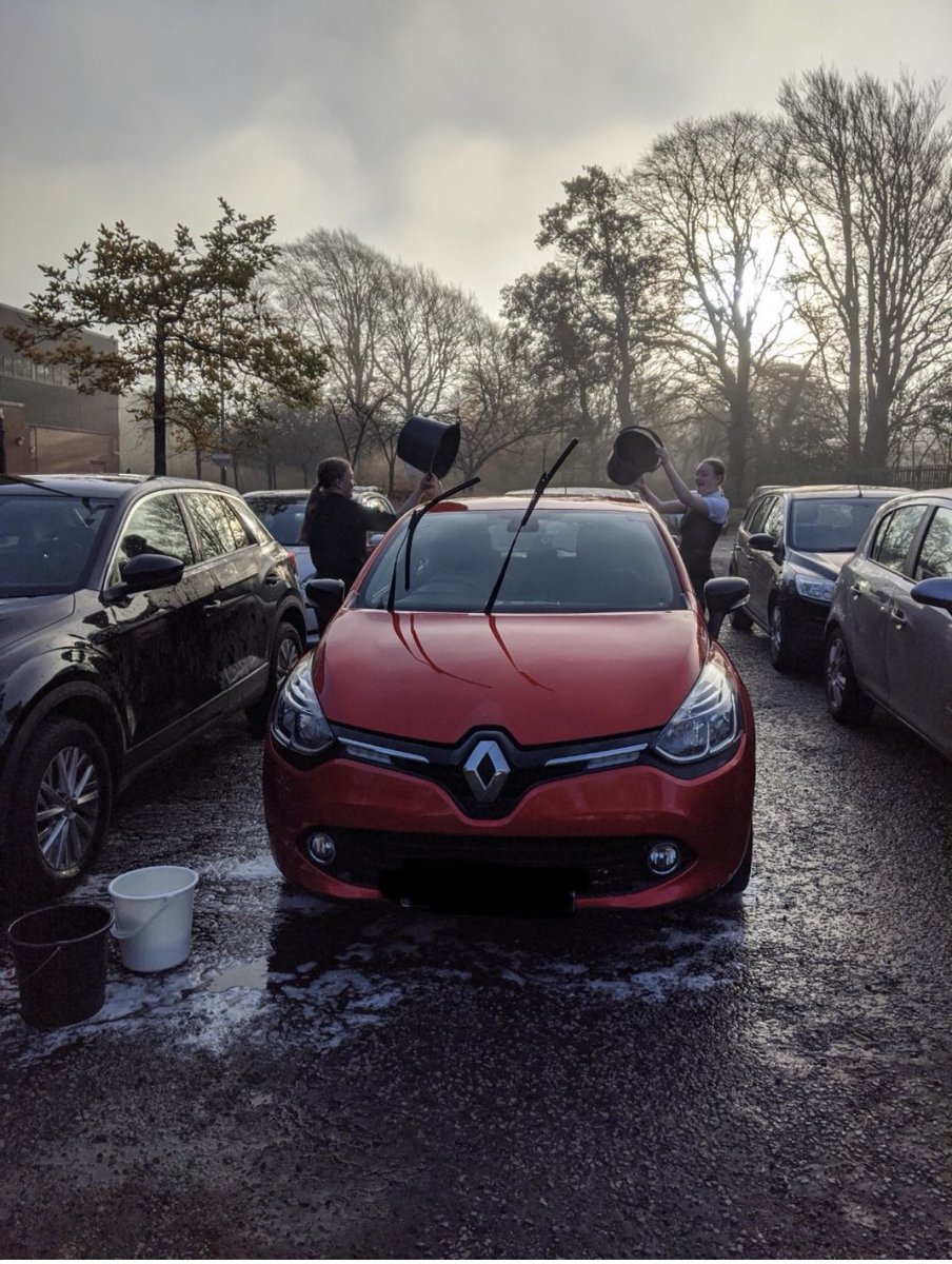 Our S3 Personal Development Award class have been washing staff cars this week with their new teacher Miss Mitchell.  The car park has never been so sparkly (or wet)!  Well done everyone - brilliant attitude, hard work and not one complaint about the cold!  #strivetoberesponsible
