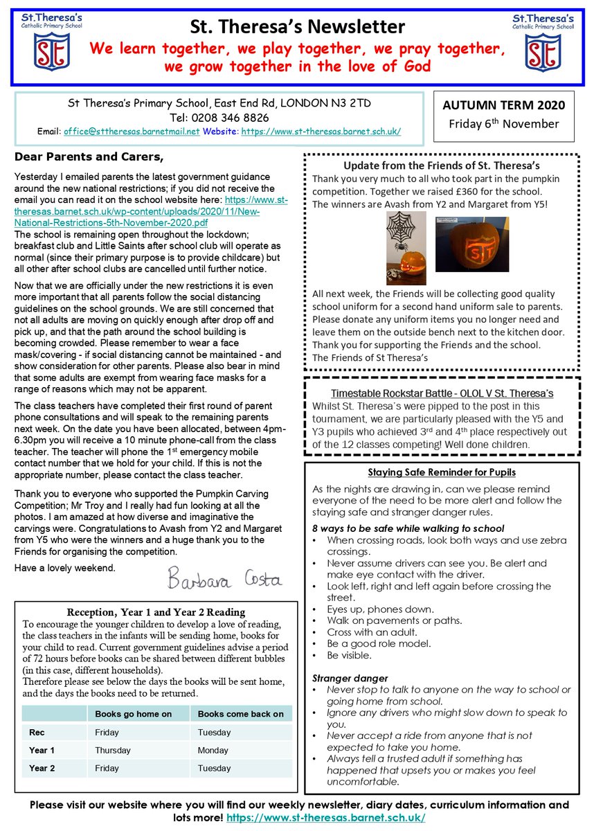 StTheresasCath1's tweet photo. Newsletter for our first week back! #sttheresas #haveagoMo #growthmindset https://t.co/Vbr9v9AlBI