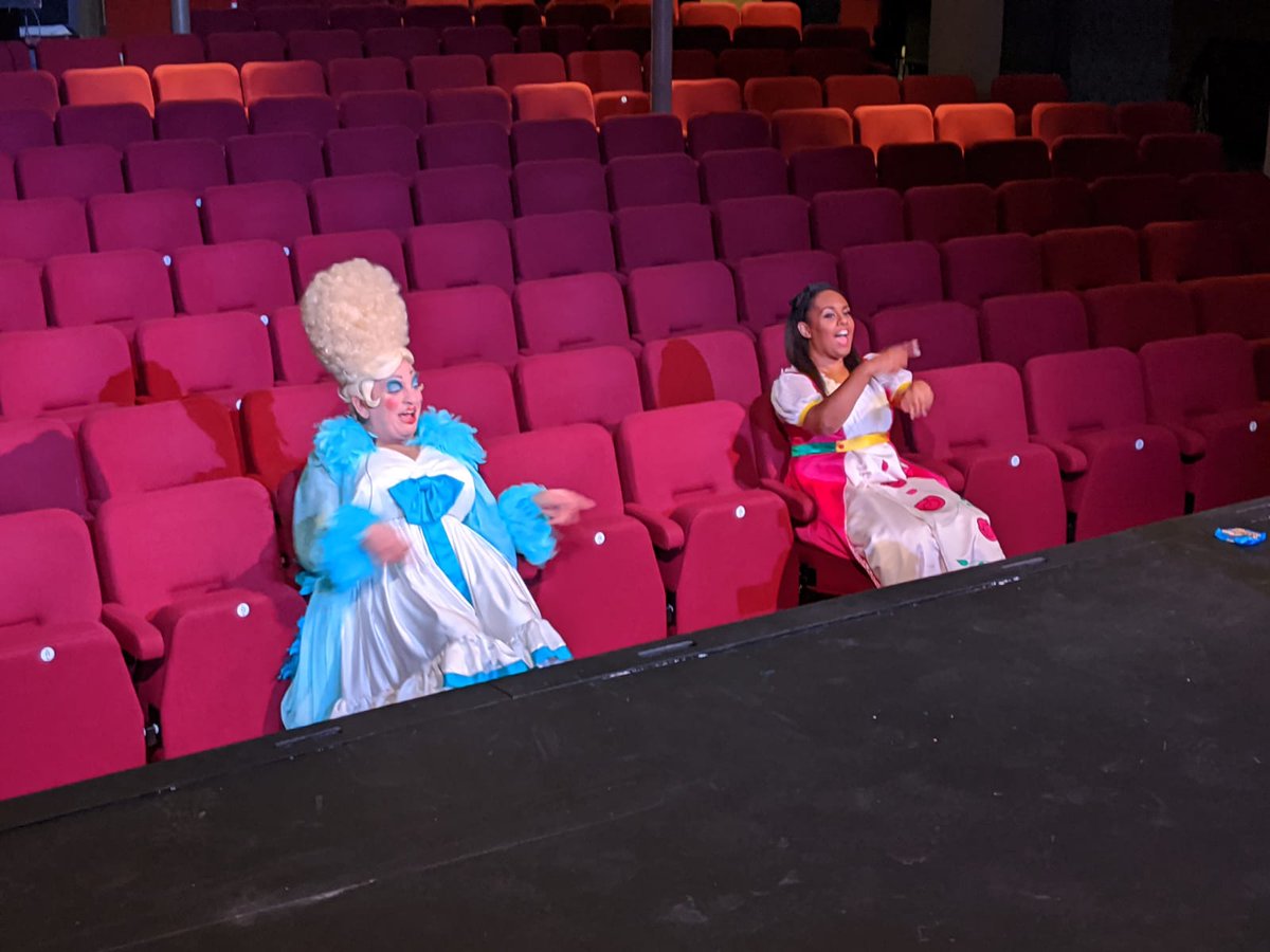 OldhamColiseum's tweet photo. Earlier this week Dame Dotty Trott (Richard J Fletcher) and Cinderella (@Shorelle_Hepkin ) had a fabulous day filming videos for #PantoBox - our contact-free pantomime workshops for schools, designed to help keep some panto magic alive for children in Oldham in 2020 https://t.co/T8KxallKBg