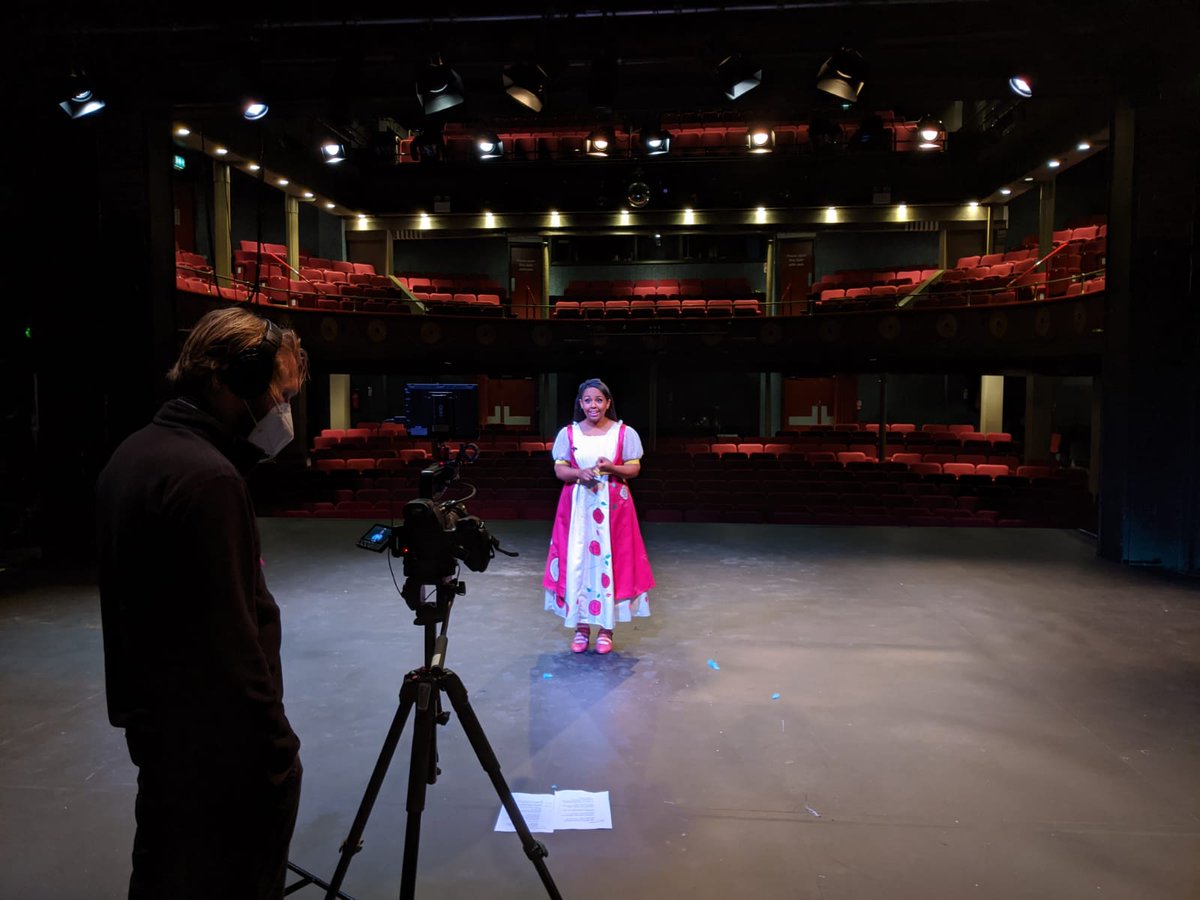 OldhamColiseum's tweet photo. Earlier this week Dame Dotty Trott (Richard J Fletcher) and Cinderella (@Shorelle_Hepkin ) had a fabulous day filming videos for #PantoBox - our contact-free pantomime workshops for schools, designed to help keep some panto magic alive for children in Oldham in 2020 https://t.co/T8KxallKBg