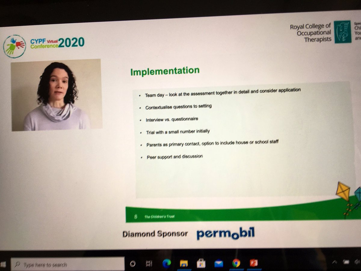Using PEM-CY - implementation experiences from <a href="/DrMiriamOT/">Miriam</a> @Samantha_OT_ <a href="/RCOT_CYPF/">RCOT CYPF</a> peer support and local adaptations were key #CYPF20