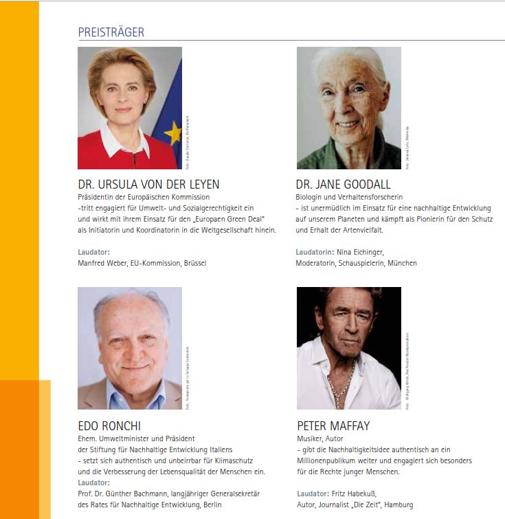 susdefItalia's tweet photo. La fondazione tedesca Hans-Carl von Carlowitz, assegnerà, oggi alle 16, un premio per la Sostenibilità 2020 a Edo Ronchi, Presidente della Fondazione.
Verranno premiati anche Ursula von der Leyen, Jane Goodall e Peter Maffay.
Per la diretta (in tedesco)👉https://t.co/9Wa9HYqmtW https://t.co/HFxmoX8jt7