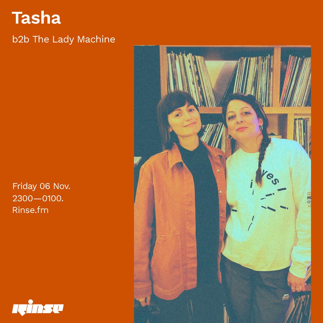 RinseFM's tweet photo. Next up it's @DJ_Tasha b2b #TheLadyMachine live on https://t.co/Q0ed1kLtwe &amp; 106.8FM

#RinseFM https://t.co/f4bRN0PNVM