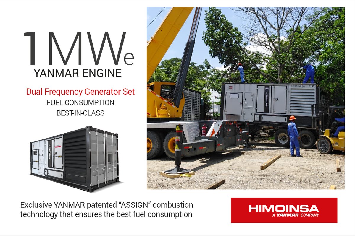 HIMOINSA_Global's tweet image. 1MW Generator with Yanmar engine, adjusted to work at the Best Efficiency Point (BEP). It has been designed to achieve the highest levels of quality, robustness and the maximum performance. HIMOINSA ‘A Yanmar Company’ tinyurl.com/yy2gfvy6 #ReliablePower #QualityEngine