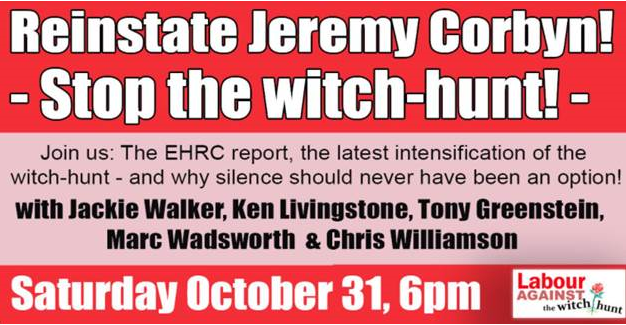 A meeting was held after the suspension of  @JeremyCorbyn from  @UKLabour where the gauntlet was laid down as a test for the Labour disciplinary team. The comments made were the same or worse as those made by Corbyn & they were made by some serious activists attacking  #EHRCReport
