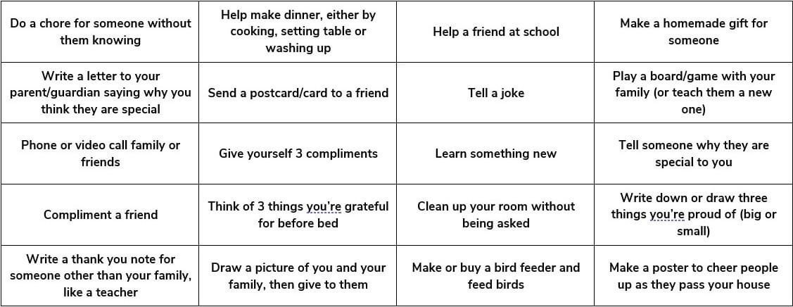 1stCFScoutGroup's tweet photo. This month we are celebrating the Magic of Kindness. We’ve set our Young People the challenge of making their world a little brighter through kindness. How many of these can you do? #magicofkindness #kindnessismagic #bekind #scouts https://t.co/RYWzEfBwmc