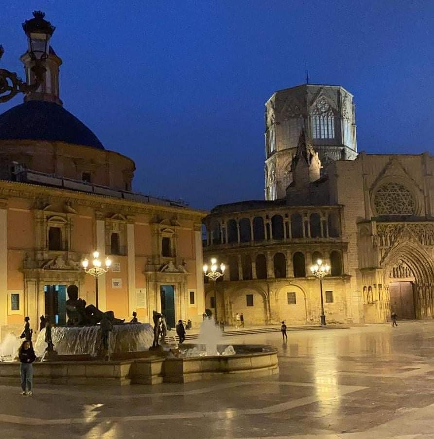 #dreamingofforeigntravel #PlaçadelaMaredeDéu  #Valenciabynight  #TuriaFountain  #TuriaRiver  #ValenciaCathedral aka #MetropolitanCathedral #Basilica #lockdown  #covid_19 #AssumptionofOurLady #valencia  #Spain #quietnow  #curfew