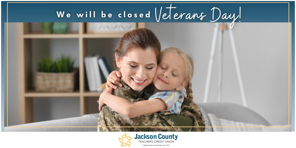 JCTeachersCU's tweet photo. We will be CLOSED on Wednesday, November 11th, in observance of Veterans Day. πΊπΈ Make sure to stop by our credit union for all your financial needs before the holiday. π
#JacksonCountyFlorida #SneadsFlorida #JCTCU #Panhandle https://t.co/kx0t7TBAT9