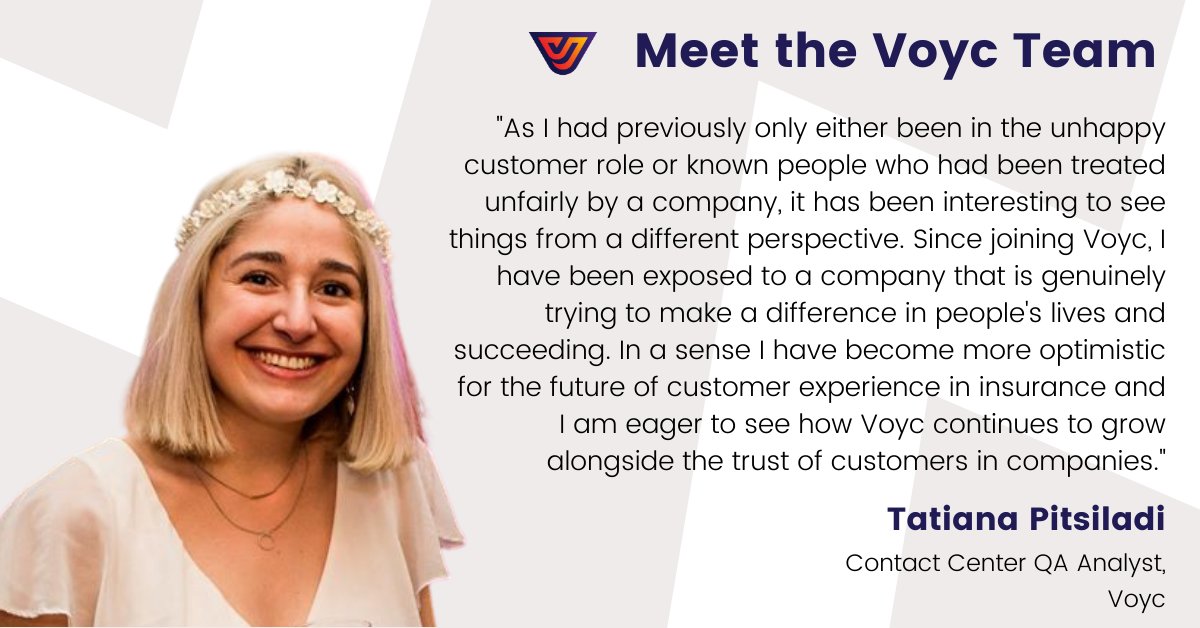Voyc (@voyc_ai) on Twitter photo Tatiana, Contact Center QA Analyst.
Q: What changed in you since the day you joined Voyc?
#MeetTeamVoyc #callcenter #customerservice #customerexperience #insurance Tatiana, Contact Center QA Analyst.
Q: What changed in you since the day you joined Voyc?
#MeetTeamVoyc #callcenter #customerservice #customerexperience #insurance