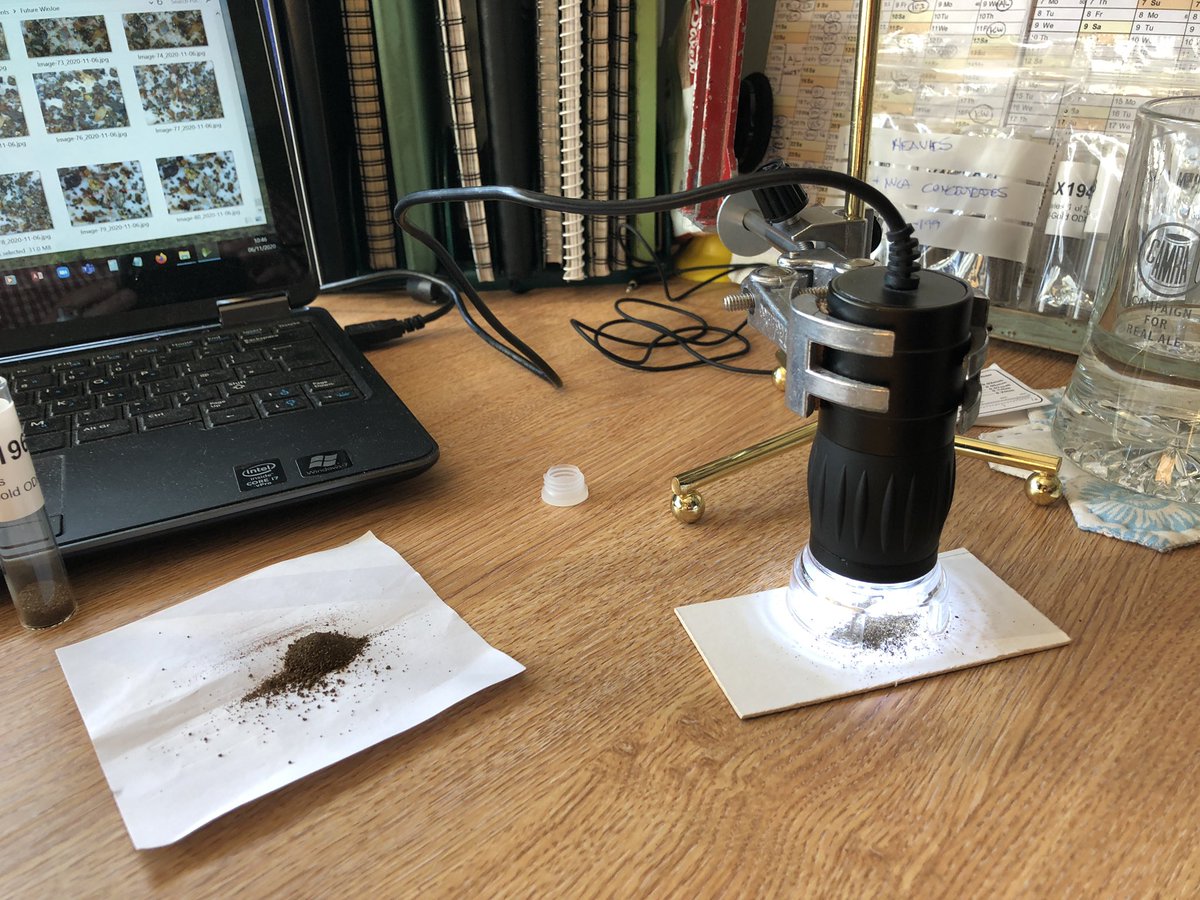 CliveBGS's tweet photo. Day 119: Working from Home #WFH hunting for gold with my mini-microscope today (only found sulphides!) plus couldn’t resist looking at some of my window sill rocks too! #BGSatHome #RockingRemotely #StaySafe https://t.co/QvdnBmGTXL