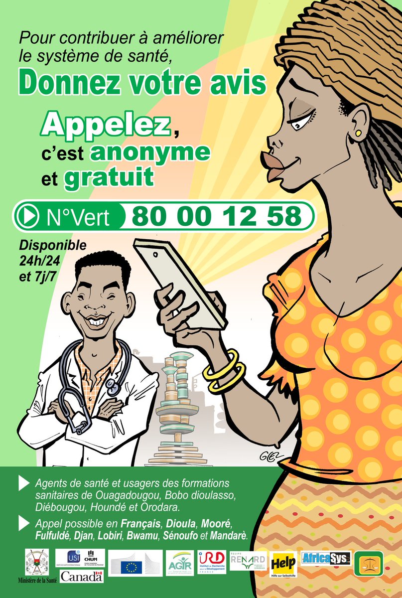 AgirSd's tweet photo. Donner votre opinion au numéro vert SVI le 80 00 12 58 pour l'amélioration du système de santé au Burkina Faso. Soyez patient pendant l'appel et suivez les instructions pour que votre appel soit comptabilisé. Merci d'avance! https://t.co/aXVErZ4zO5