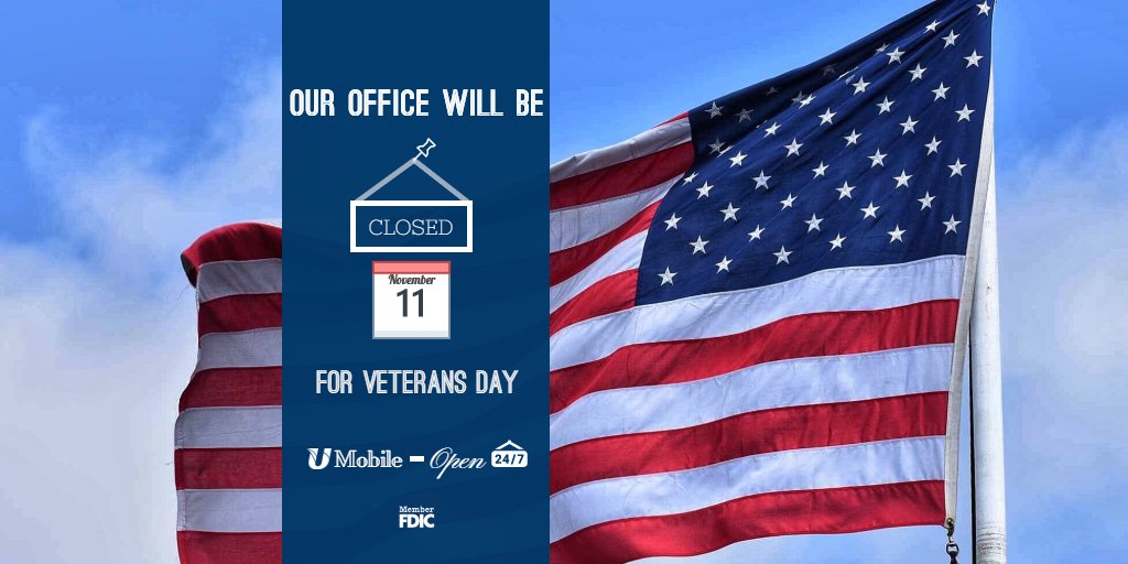 "May we think of freedom, not as the right to do as we please, but as the opportunity to do what is right"
-Peter Marshall 

UBank will be closed on Nov. 11th in observance of Veteran's Day. 

Happy Veteran's Day to all of the men &amp; women that have served our country! ❤️🇺🇸🎆