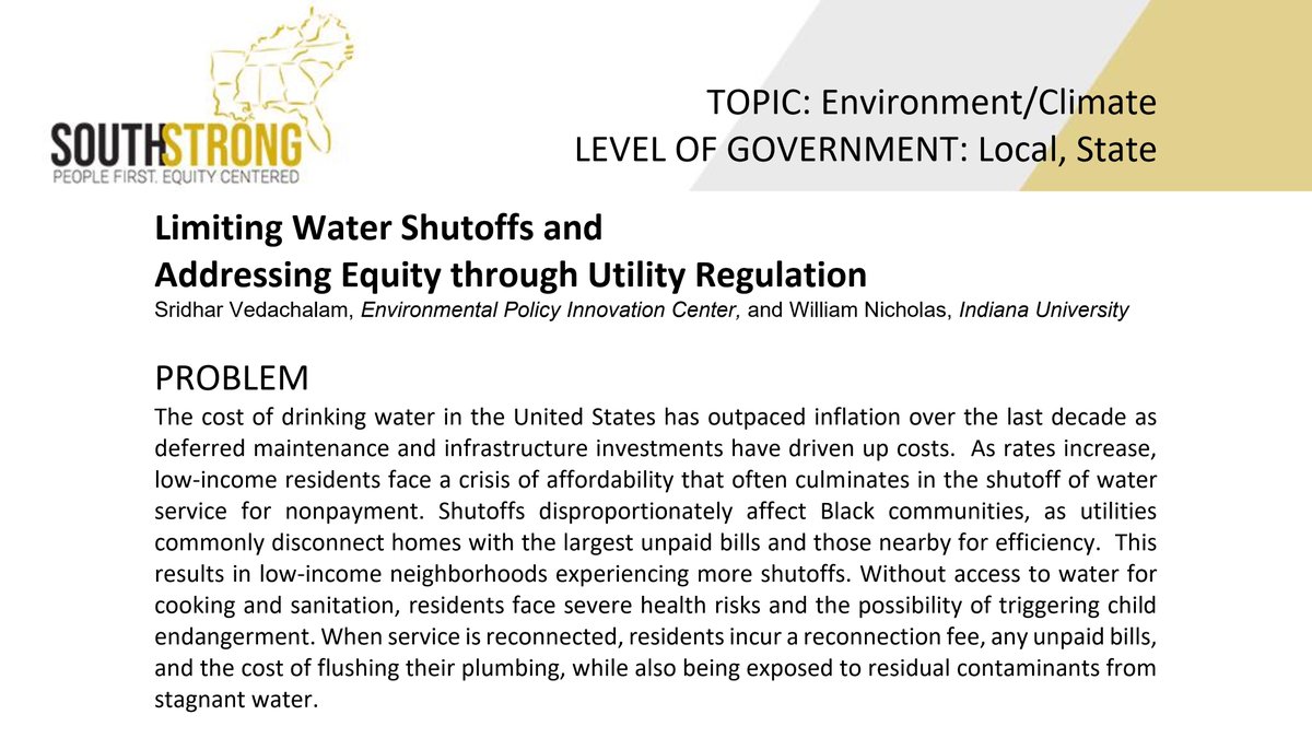 Since @staceyabrams is in the news, let me point that apart from the #NewGeorgiaProject and @fairfightaction, she also helped created #SouthStrong under @SEAP to focus on equitable econ development in the South. @wiljnich and I were glad to write a policy brief on water shutoffs.