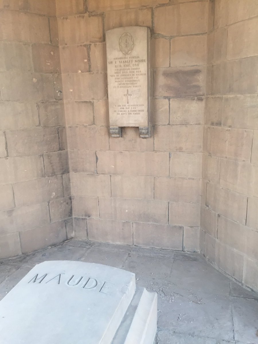 The graveyard contains the grave of Sir Stanley Maude, who died in Baghdad of cholera in November 1917.