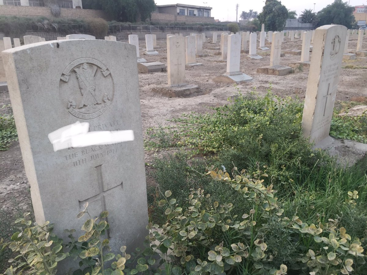Men also came from the North Lancashire Regiment and the Manchester Regiment to find their final resting places in Baghdad. Some graves, alongside ranks, Regiment names and death dates, some graves have personal inscriptions. One reads, “Faithful unto death.”  #GraveyardsOfIraq