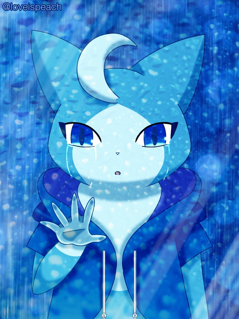 れなぴー 天遊のもじもん絵描きたい 泣き濡れる心と悲しみの心 涙の雨が降り続く アイビスの新機能使って涙描いてみたよー ありがとうアイビス 水滴加工有り 2枚目は暗めバージョン 妖怪学園y Y学園 ブルポン