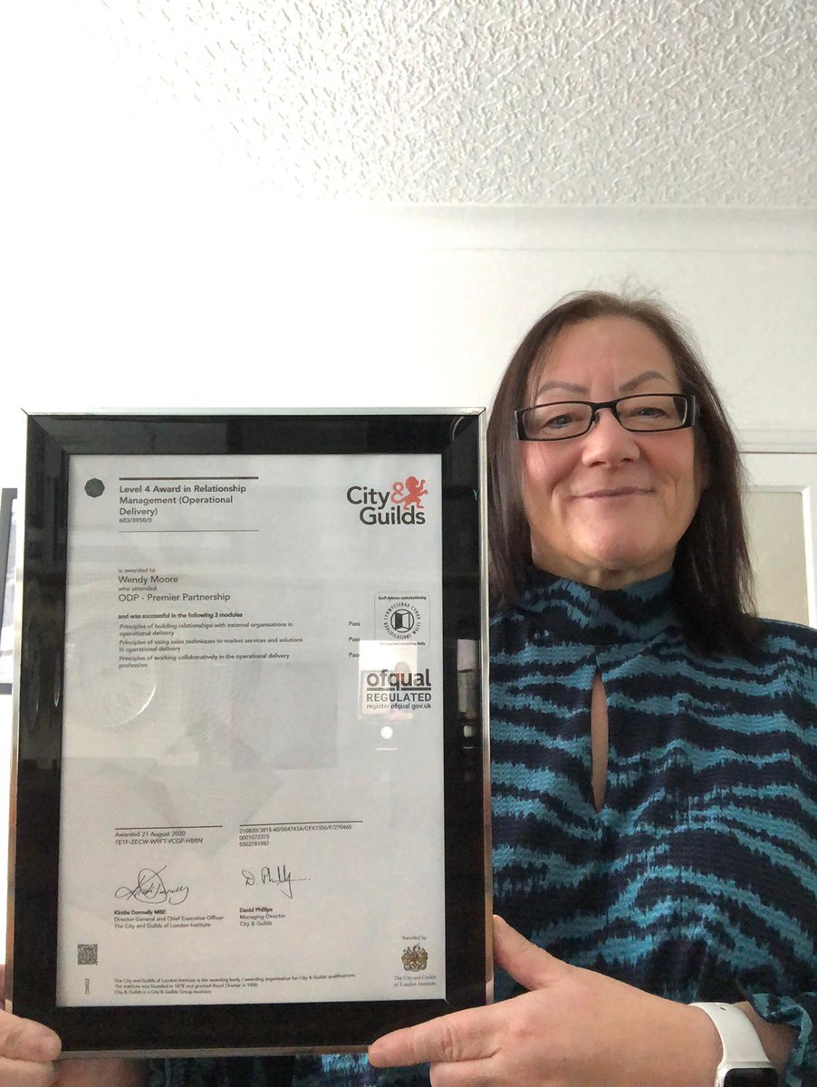 Well Done Wendy our #StAnnes Employer Adviser who has been a #lockdown learner gaining her #NVQ level 4 in Relationship Management!
