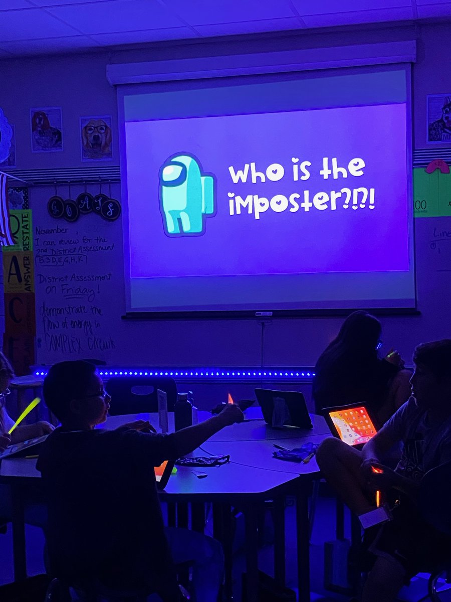 uplandheights's tweet photo. Fun day in 5th grade! They reviewed for their district assessment with an “Among Us” themed activity. Similar to Guess Who, students solved math problems to collect clues as to who the Impostor was. https://t.co/99nYqaP8k3