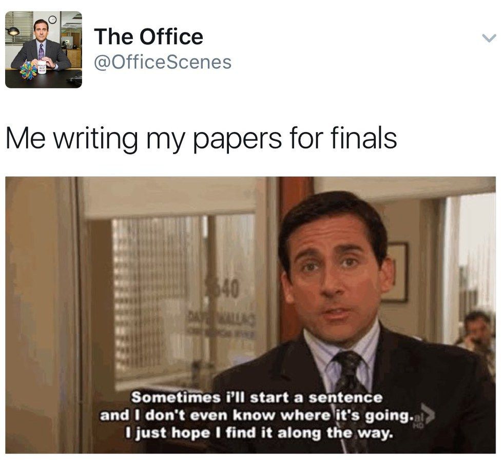 We’ve all felt like Michael Scott at one point or another. Luckily, you don’t have to face your papers alone! Book an appointment at the WC and let our writing consultants be your guide. Follow this link to book an appointment: olemiss.mywconline.com #umtupelo #writingcenters