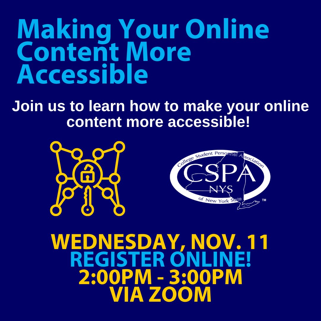Are you interested in learning how to create content that is more accessible for your students? Have you wondered what tools, even free tools, are out there to help make content more accessible? Then this webinar is for you!

Register here!
cspanys.org/events#!event/…