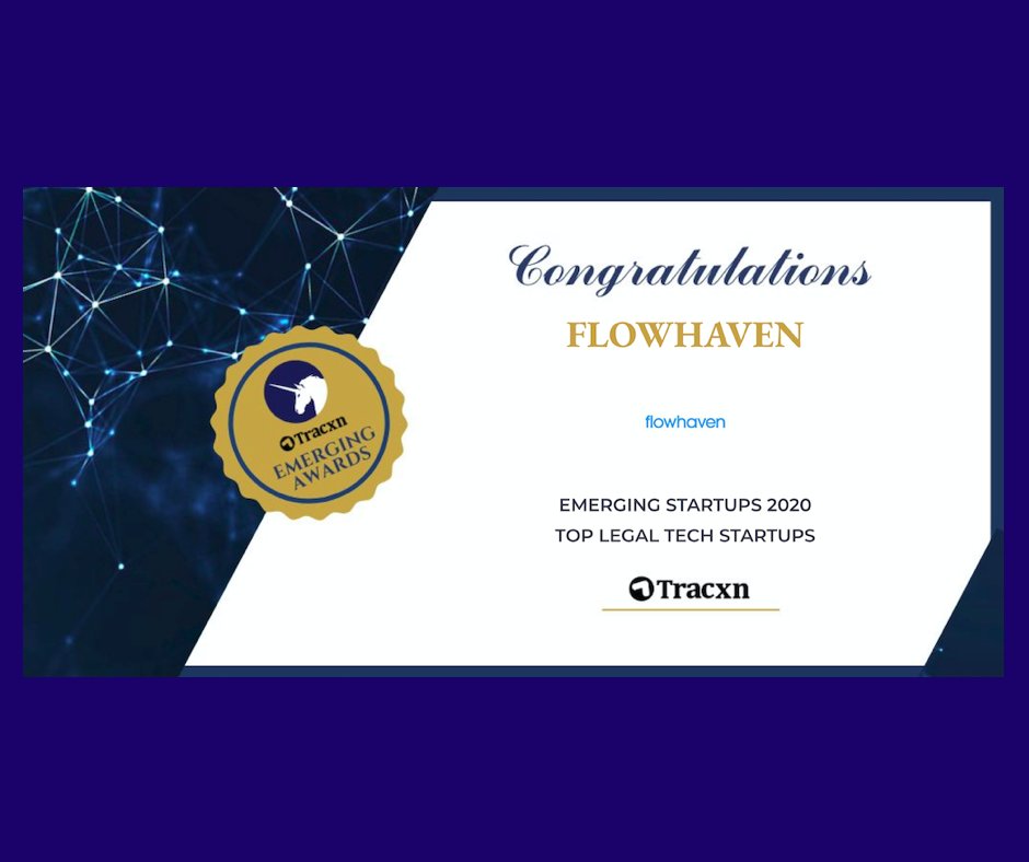 FlowHaven's tweet photo. Flowhaven has won @Tracxn's Emerging Startups 2020: Top Legal award, which recognizes companies around the globe leading the charge to make legal processes including IP management easier than ever!
#Flowhaven #Tracxn #Law #LegalTech https://t.co/515kXK4Abu
