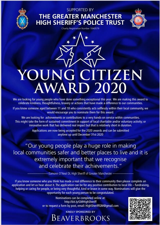 If you know an inspirational young person please nominate them for a <a href="/EamonnONeal/">Eamonn O’Neal OBE DL</a> #HighSheriff young citizen award 2020.

bit.ly/GMHighSheriff

<a href="/norbrookyc/">Norbrook Youth Club</a> <a href="/MYL_info/">Manchester Young Lives</a> <a href="/wythycc_sports/">WythenshaweCC/Sports</a> @wythenshaweafc <a href="/eddiebates125/">Sensei Eddie Bates</a> @WPLifestyleCent @benchillcomcent @WythenshaweRUFC