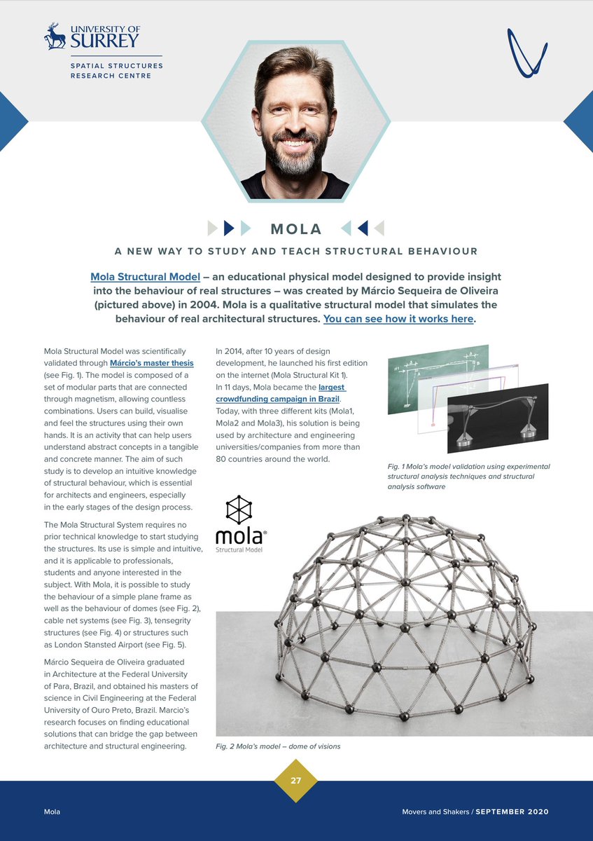 structures2021's tweet photo. #MoversandShakers e-magazine article on @molamodel and creator Márcio Sequeira de Oliveira
#Mola is an #educational #physicalmodel designed to provide insight into the behaviour of real #structures.
Download the full #emagazine for free: https://t.co/HYrFOQfpBt
#IASS2020_21 https://t.co/gjNhhXfIYp