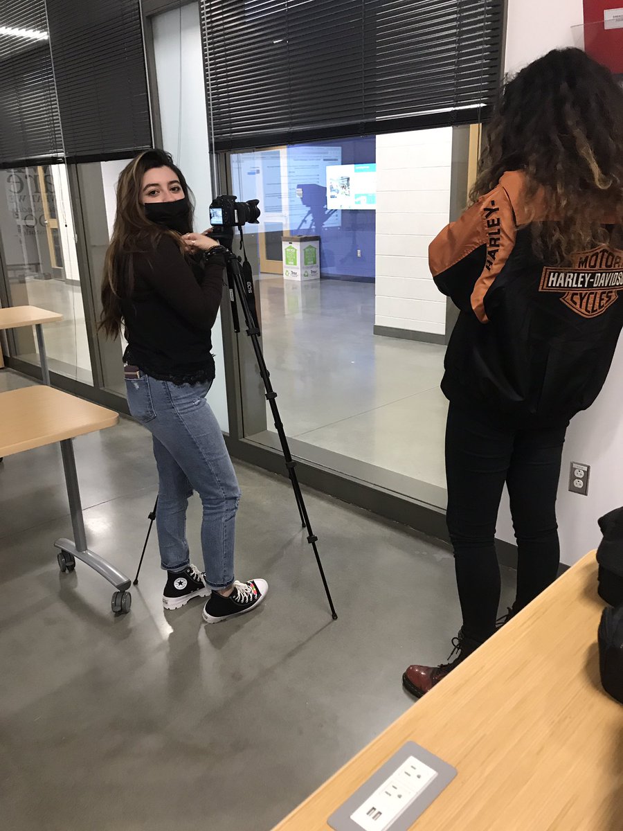 AcademiesStudio's tweet photo. A few of our #filmmakers in training capture broll and prep the set for their show scenes. 🎥 #CTE #CareerTechEd #SetLife #hybridlearning https://t.co/3pTVvetHK6