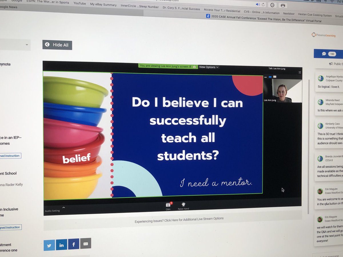 Mentors are so important! Excited to be participating in day 2 of the #CASE2020FALL! <a href="/casecec/">CASE</a> watching Dr. Jung now for the keynote- ⁦<a href="/CECMembership/">Council for Exceptional Children</a>⁩  Local chapters can help! #learningleadingprogressing