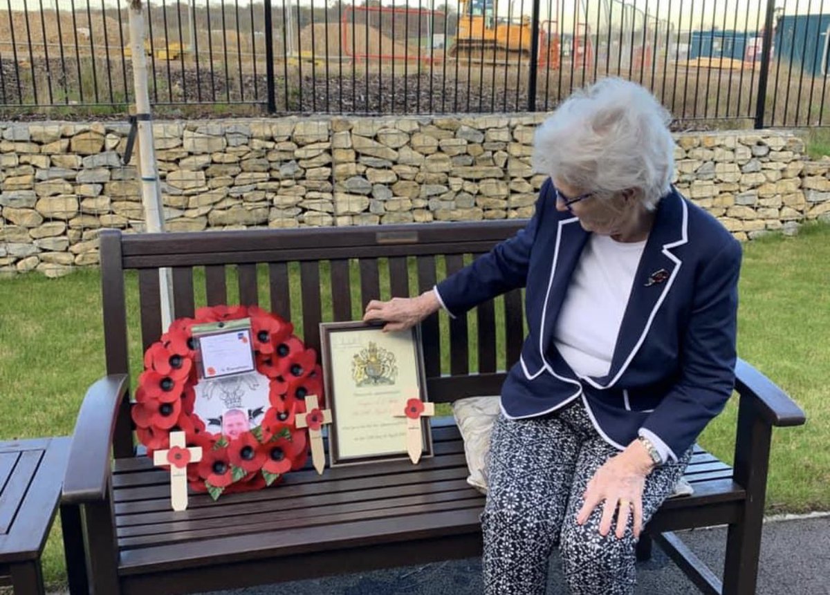 CareHalcyon's tweet photo. We would like to introduce you to our special lady Jean. Jean has her very own hero, her lovely son, Adam. 
Trooper Adam Slater fearlessly gave his life for Queen and Country on the 13th April 2001. 

To our lovely Jean, you are also a Hazel End Hero https://t.co/BiBqEAnaEN