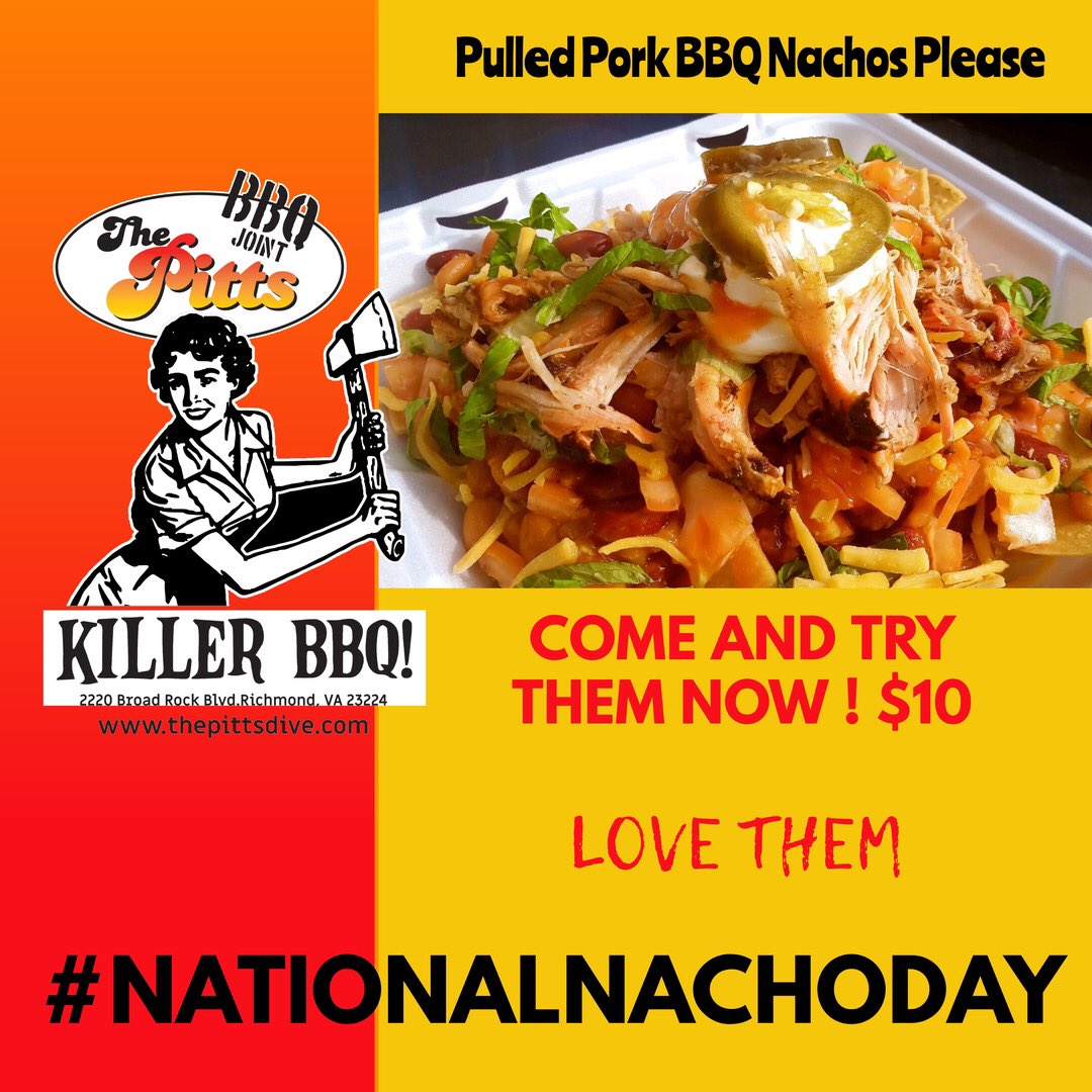 ThePittsDive's tweet photo. Don’t think about elections! Eat BBQ nachos! #choosehappiness #rvaeat #rvadine #rvabbq https://t.co/yLnY7eaZHF
