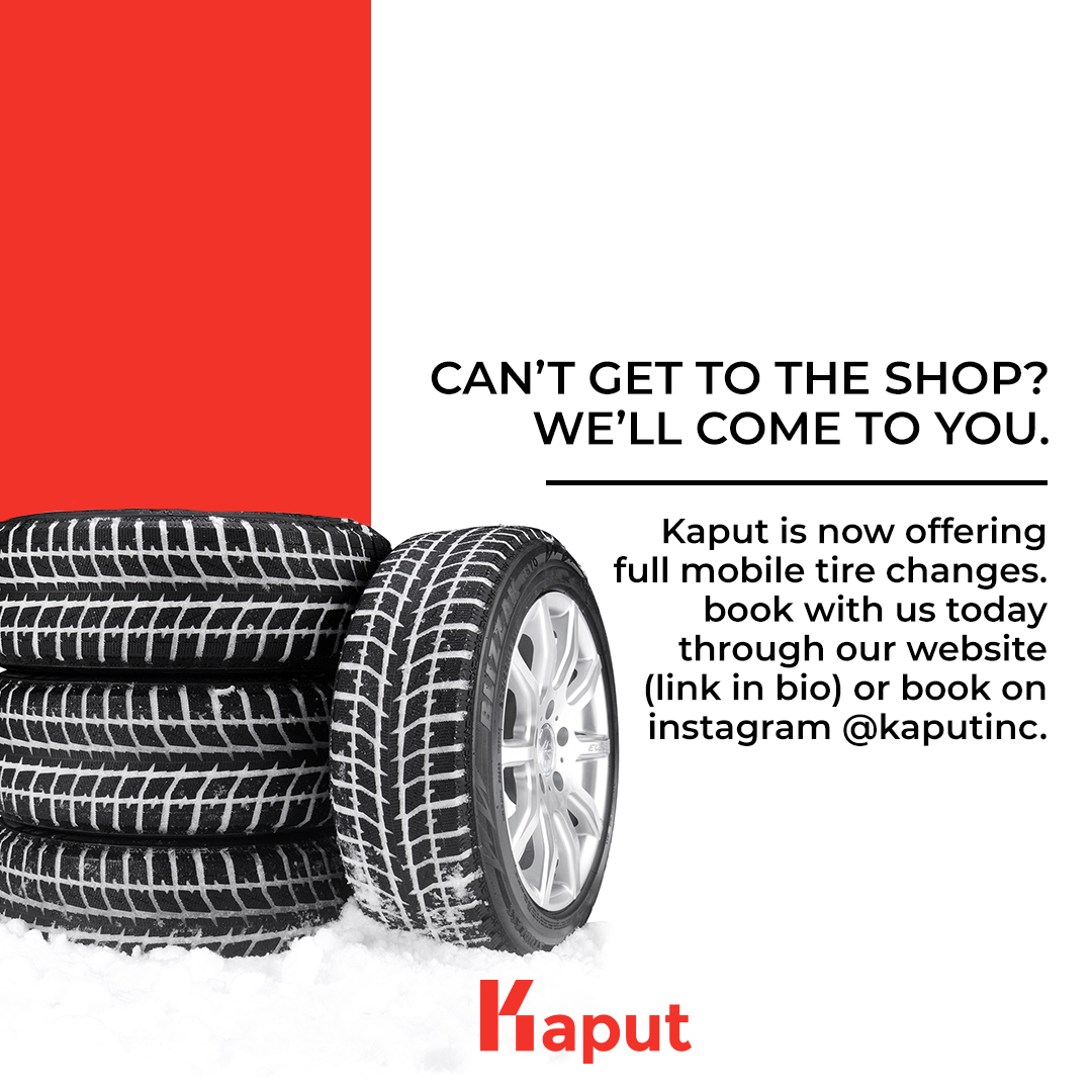 Kaputinc's tweet photo. Winter is coming and that means so are winter tires 🥶Don't worry, we've got you covered with full mobile tire changes! Book with us today and get your vehicle winter ready 👍 https://t.co/3eQ4MfwUNG