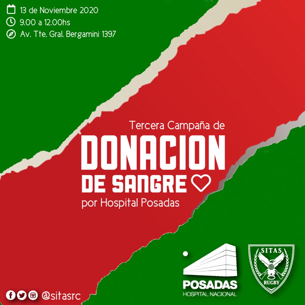 Tercera Campaña de Donación de Sangre, por el Hospital Posadas. 13 de Noviembre 2020 🩸🇮🇹💪🏻