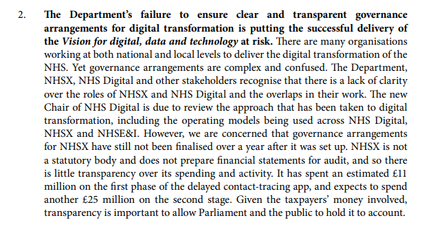 3/ And what about Governance? The Committee says that it is 'complex and confused' - with overlapping work and an absence of necessary mechanisms in place for financial audit.