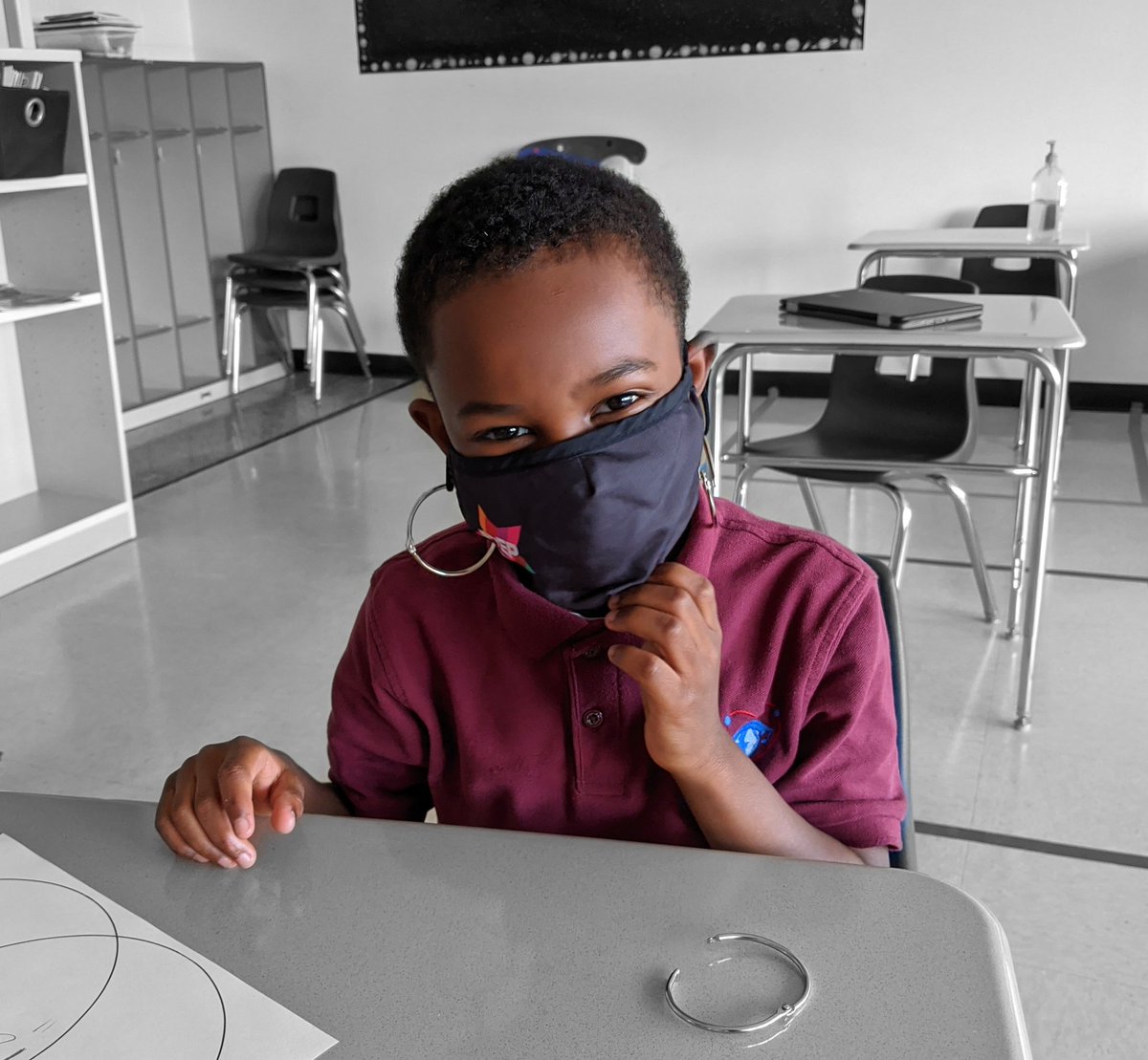 sutersasccs's tweet photo. Did you know that book rings can double as earrings, if you hook them to your mask? #creativity and #humor are valued here at @sascitizenship ! @PosProject https://t.co/sBsPBCVs6v