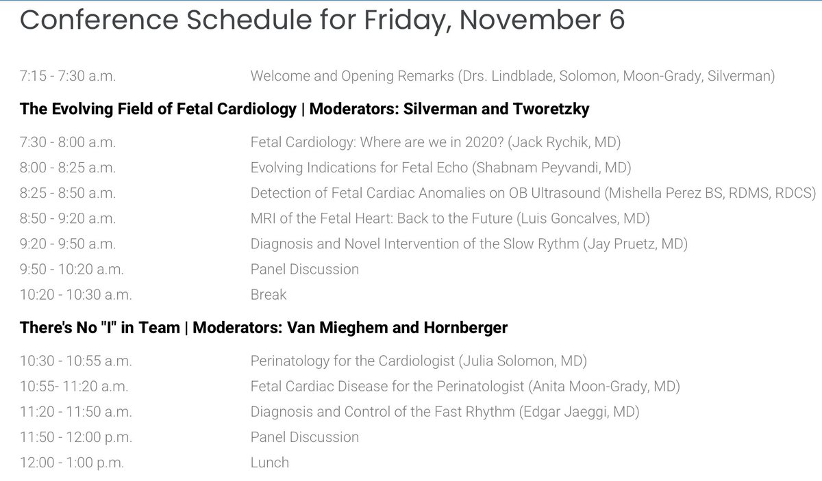 Phoenix Fetal Cardiology Symposium November 6, Morning schedule. Excellent panel of speakers! See more of the lineup on: fetalcardio.com