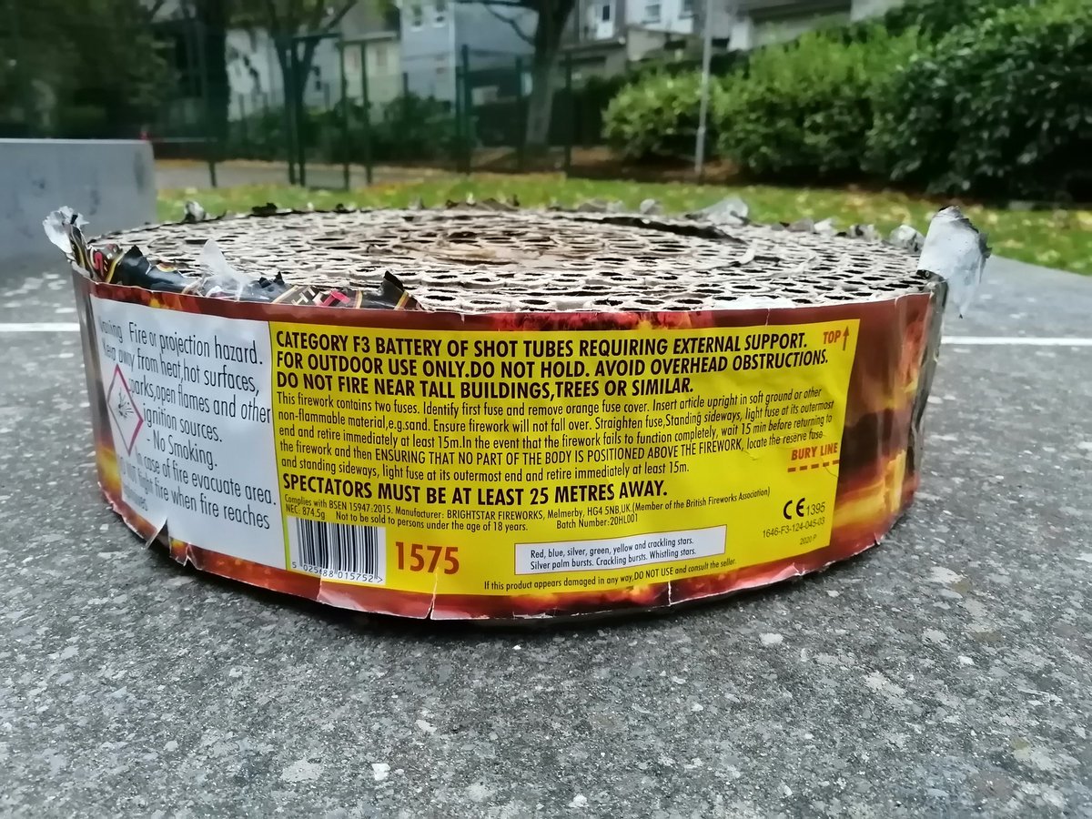 BlondieStam's tweet photo. This is what I came across walking my dog in the LOCAL PARK today. #fireworks like this should NOT be sold to the public. It not only affects animals but people with PTSD & others. #banfireworks unless it's a public display #Council #governmentofficials #UKGovernment https://t.co/2IBSXEFcsa