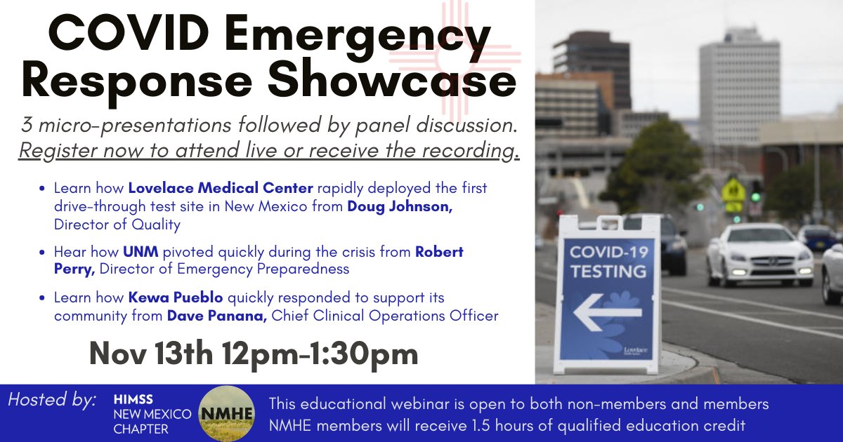 3 emergency response examples, lessons learned, and advice for other organizations. Don't forget to register to attend live or receive the recording! November 13th, 12-1:30pm. NMHE Members receive 1.5 hours of qualified education: buff.ly/3owuEBu