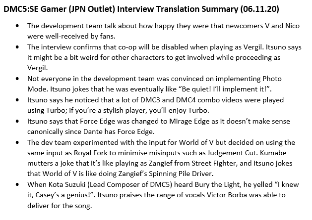 DMC5Info's tweet photo. Japanese outlet Gamer conducted an interview with Itsuno, Kumabe and Matt for Devil May Cry 5: Special Edition at https://t.co/DCEJRFlRX8. Here are some translated tidbits from the interview. https://t.co/QTKeCenzRk