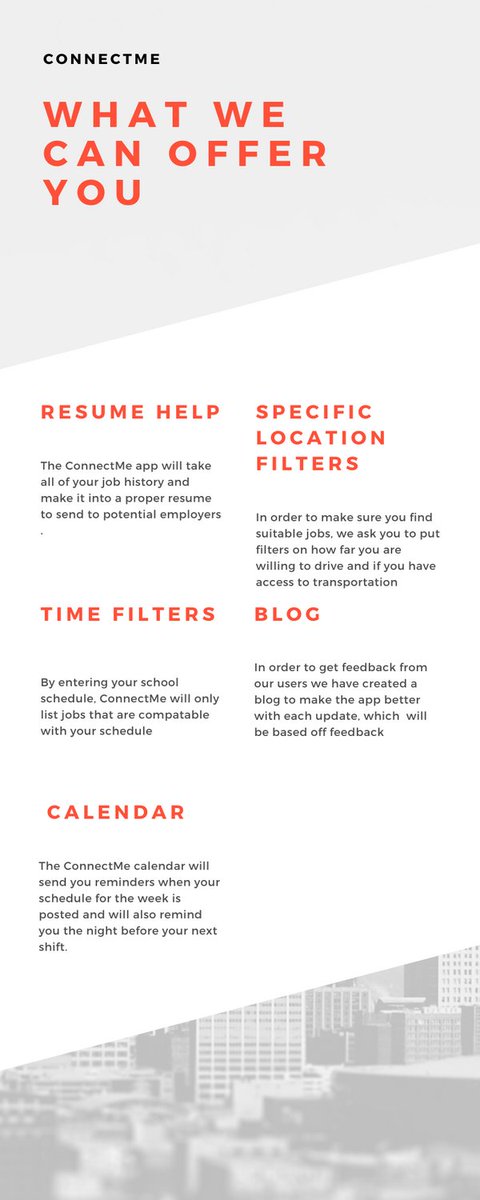 Connect41361554's tweet photo. Here are a few ways ConnectMe will help you find the perfect job and stay on top of your busy schedule! https://t.co/4AnphXE7Ca